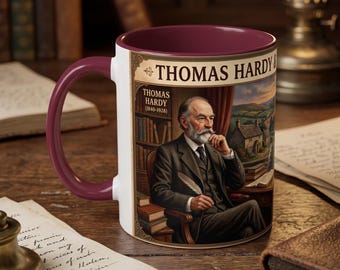 Taza literaria de Thomas Hardy, taza de café con retrato del autor victoriano, regalo clásico de literatura para amantes de los libros, profesores y escritores, Wessex Decor