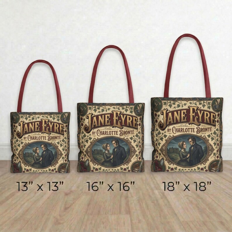 Jane Eyre Tote Bag Vintage Victorian Book Cover Art Charlotte Brontë Literary Gift Gothic Romance Aesthetic Classic Literature Cotton Bag image 3
