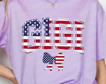 Patriotic Gigi Nana Mimi Tee: Matching Family Independence Day Gift, USA 250th Anniversary Top, American Mama Shirt, 4th of July Nana Gift