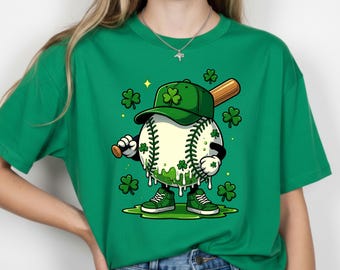 St Patricks Day Baseball Shirt, Lucky Baseball Tee, Shamrock Sports Gift, Kids Baseball Player Top, Funny St Paddys Day