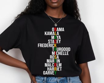 Black History Month Shirt, Black Pride Tee, Civil Rights Icons Top, Martin Malcolm Rosa Shirt, BHM 2026 Gift, Black History Teacher Shirt