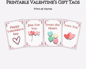 Etiquetas de regalo de San Valentín imprimibles / PDF / Descarga instantánea / Imprimir y cortar / Juego de etiquetas de regalo de San Valentín