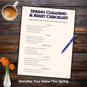Spring Cleaning Checklist Printable | House Cleaning Planner | Declutter Home List