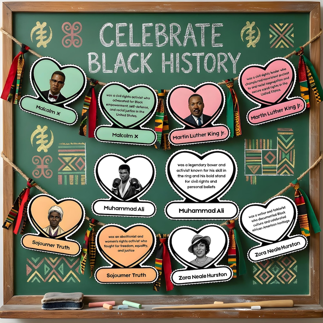 Black History Month Bulletin Board Decor | Valentine's Day Heart ...