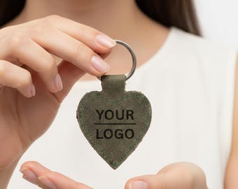 Leather Heart Keychain – Custom Logo Engraving Business Gift