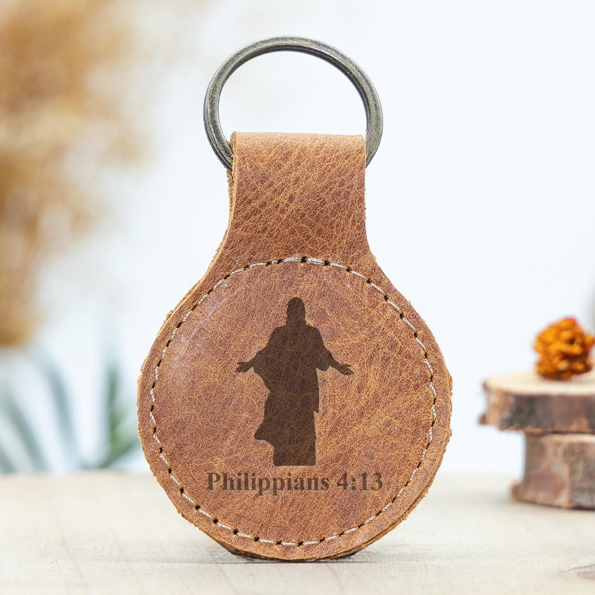 Engraved Leather Keychain, Bible Verse Keychain, Christian Keyring - Etsy