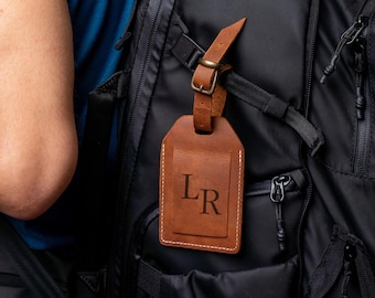 Leather Luggage Tag - Custom Engraved Logo, Travel Essential