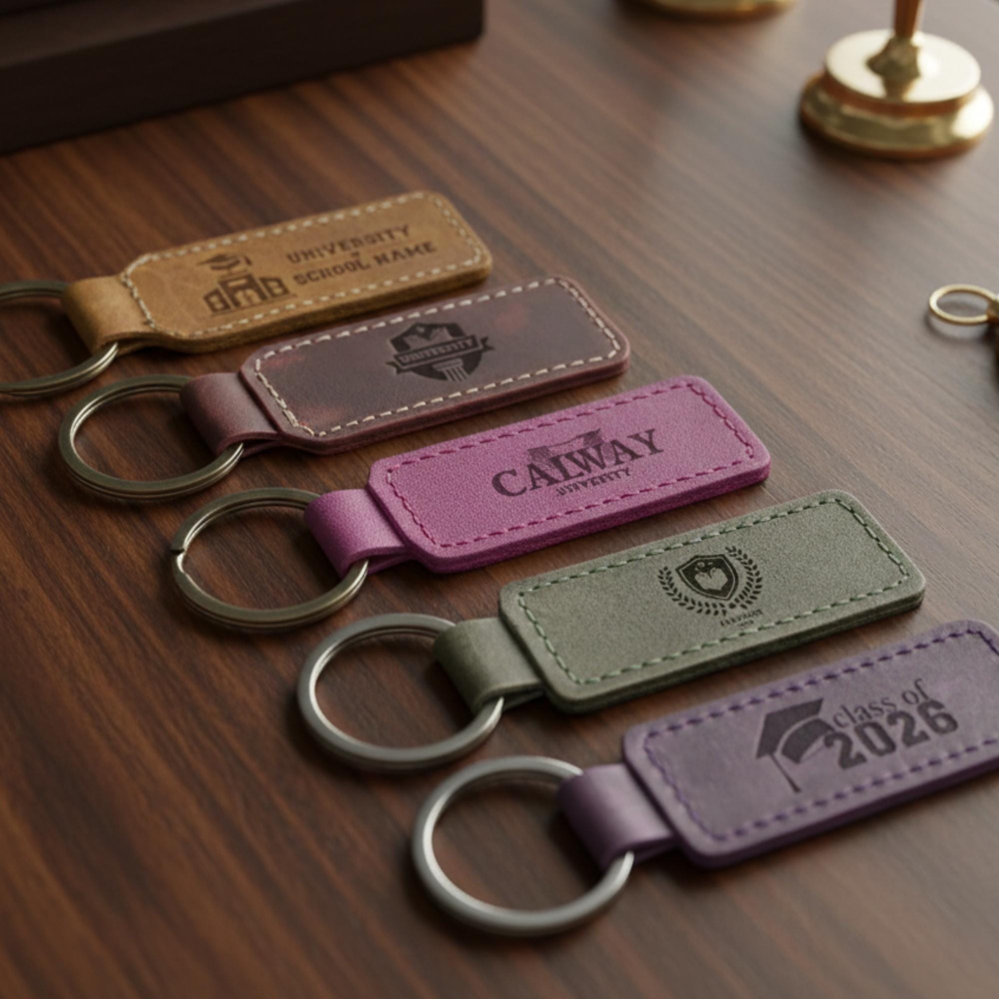 Personalized Leather University Logo Keychain, Alumni Gift - Etsy