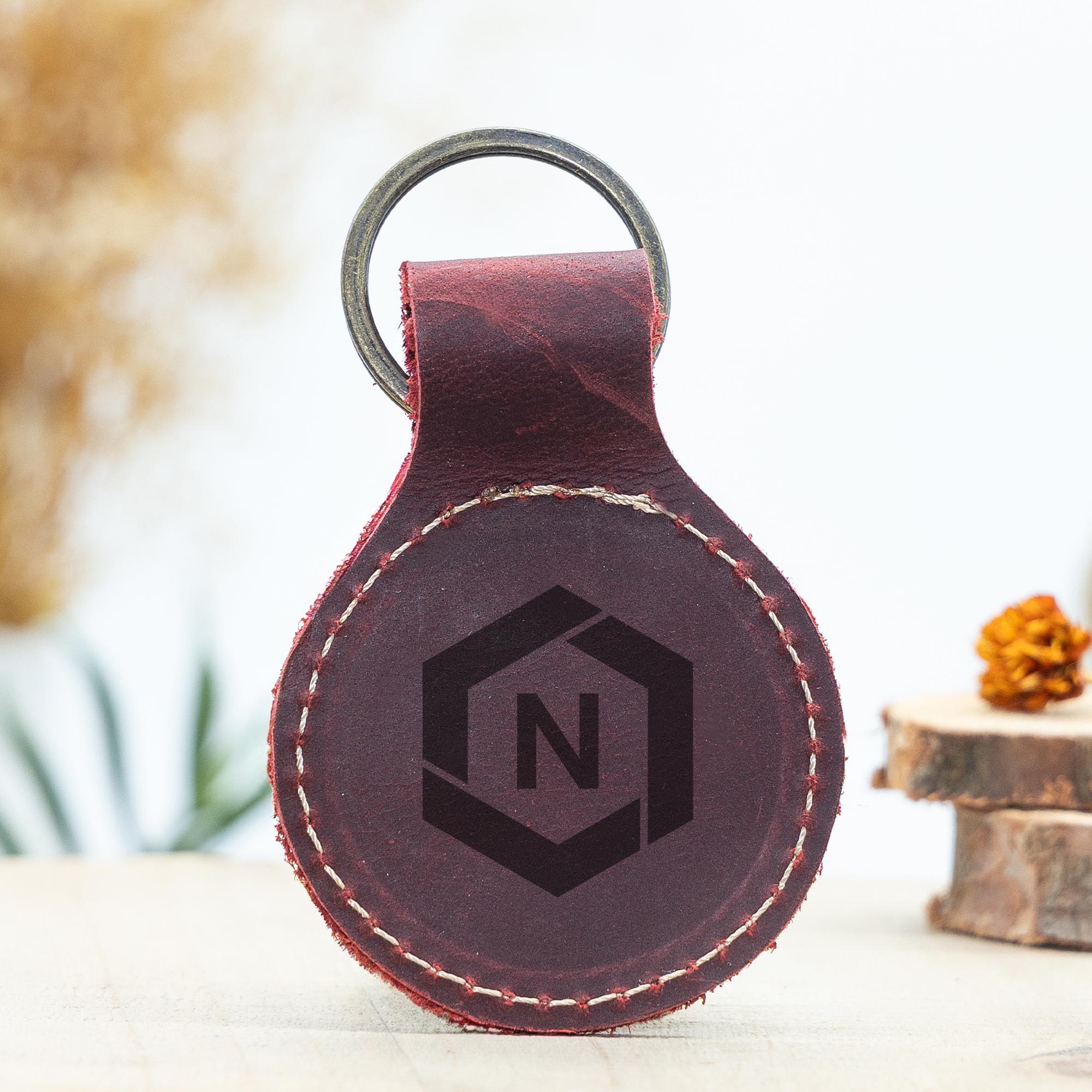 Engraved Leather Keychain - Custom Business Logo, Bulk Gifts for Client ...