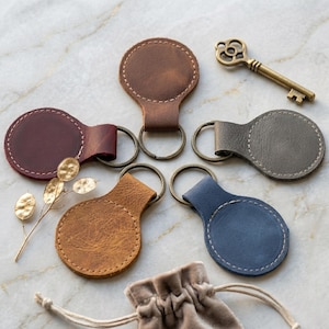 Engraved Leather Keychain - Custom Business Logo, Bulk Gifts for Client