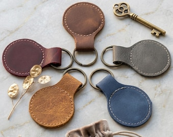 Engraved Leather Keychain - Custom Business Logo, Bulk Gifts for Client