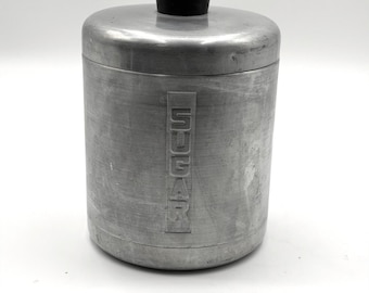 Vintage Spun Aluminum Sugar Canister Mid Century Modern Retro Kitchen Storage