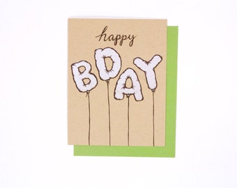 Happy Bday balloons - birthday screen print card mylar balloon