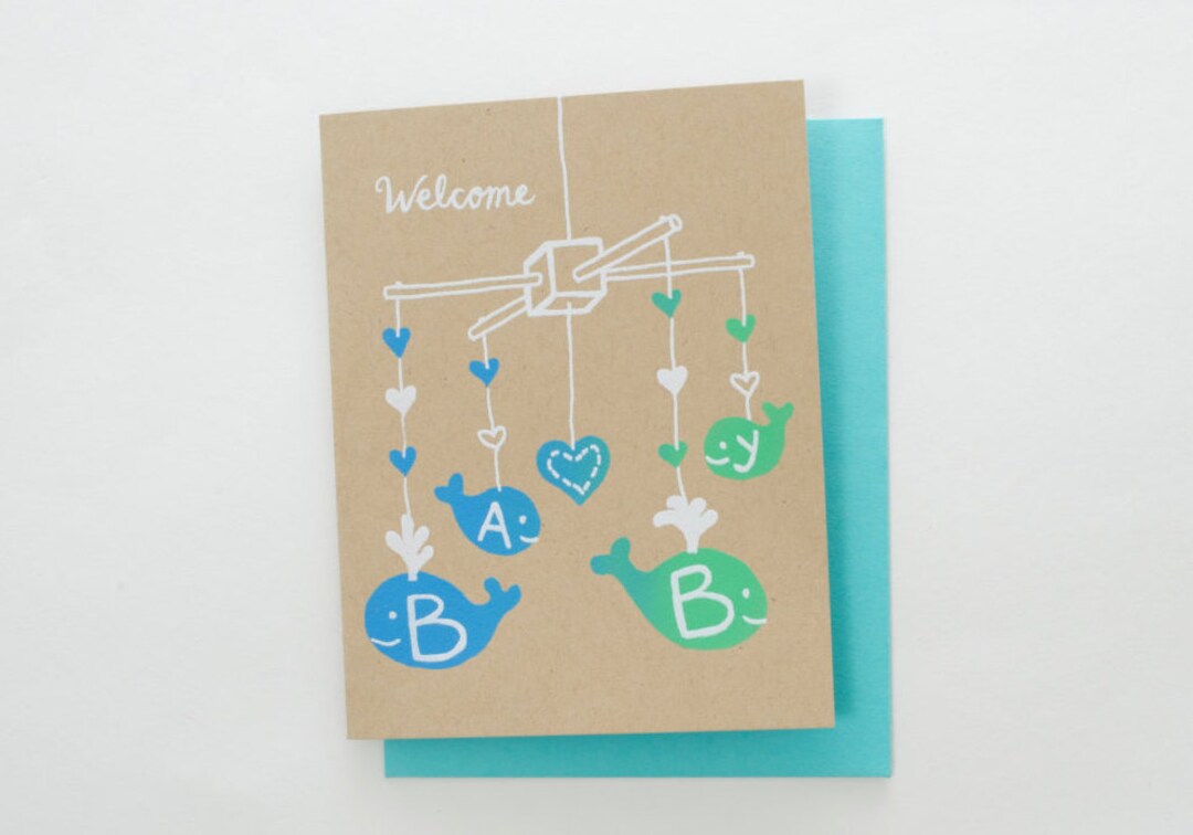 Baby New Baby Screen Print Card Etsy UK