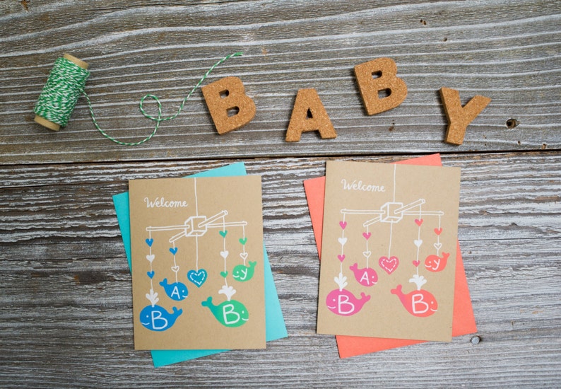 Baby New Baby Screen Print Card Etsy UK