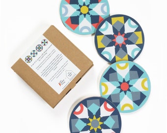 Geometric patterned 'Croft' coasters