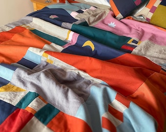 Contemporary patchwork and appliqué 'In Your Dreams' Quilt