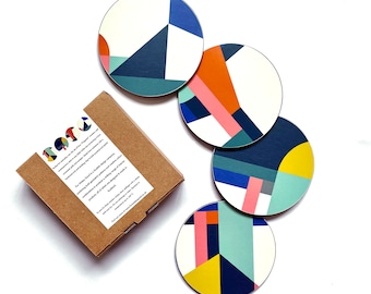 Round 'Fragment' geometric patterned coasters