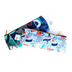 FMG x DCA pencil case 'Outline shapes' White with red, navy & turquoise image 2