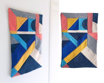 Geometric patchwork 'Shape Study' wallhanging - Multi coloured