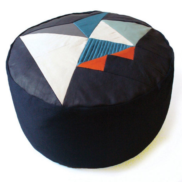 Pi.ii geometric patchwork pouffe.