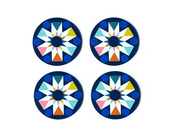 Round 'Circus' geometric patterned coasters