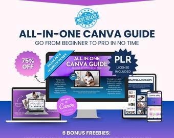 Canva Tutorial Guide with PLR Rights, Video Training + Templates (Digital Download)