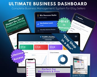 Painel de Controle de Negócios do Etsy | Calculadora de Lucro, Controle de Estoque (Download Digital)