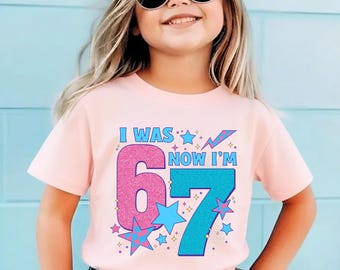 Funny 7th Birthday PNG, I Was 6 Now 7 Kids File (Digital Download)