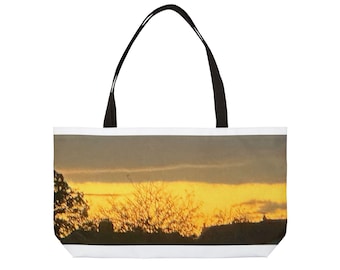 Sunset Weekender Tote Bag, Golden Horizon Travel Tote