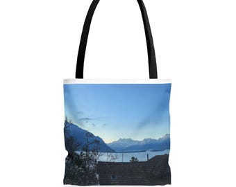 Mountain View Polyester Tote Bag, Hiking Accessory