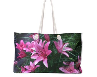 Floral Print Weekender Bag for Travel, Beach, Gym, Weekend Getaway, Stylish Tote