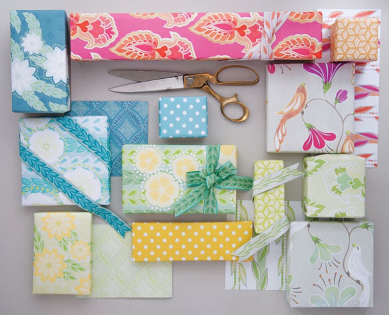 Lotus Gift Wrap Dove Grey & Jade Etsy