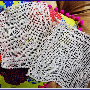 Hand Crocheted Table Protectors, 6 Mercer Hand Made Ecru Doilies,Latte Toned Tray Covers,Mercer Crochet 20grammes Thread image 5