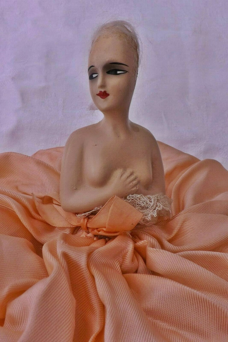 Boudoir Doll, Dreamily Beautiful Antique Porcelain Half-Doll, 1920s, Stunning Beauty, Gorgeous Face, Beautiful but Hairless image 7