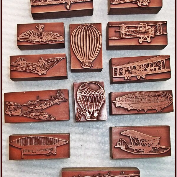 Letterpress Printers Block : Beautiful Copper 4 Prop Sea Plane