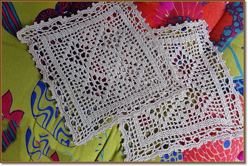 Hand Crocheted Table Protectors, 6 Mercer Hand Made Ecru Doilies,Latte Toned Tray Covers,Mercer Crochet 20grammes Thread image 3