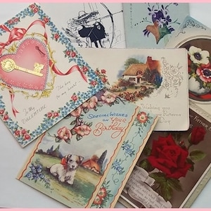 Vintage Greetings Cards Mixed Set of 7 Original Vintage Greetings Cards Set 2 SALE image 1