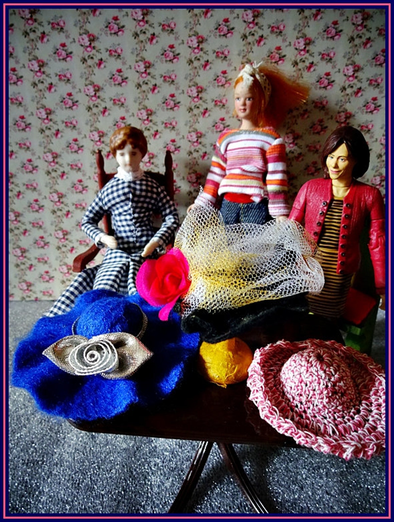 Miniature Hats Dolls House Hats Three Dolls Hats Hats For Etsy