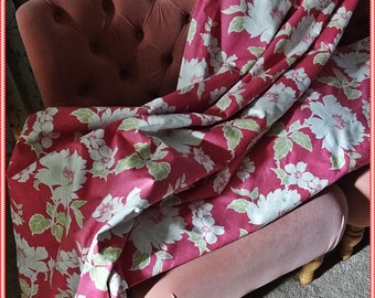 Large Curtains, Laura Ashley Handmade, Huge Pair of Professionally Made (L251xW194cm) Interlined, Vintage Berrington Pink, Pencil Pleat