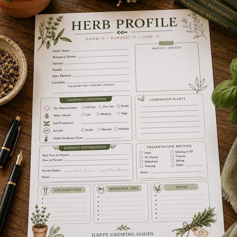 Herbal Tracking Sheet - Etsy
