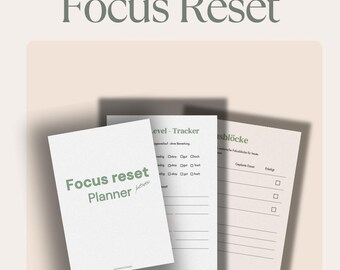 Minimal Focus Reset Planner – Consciously reduce screen time and focus. Printable PDF