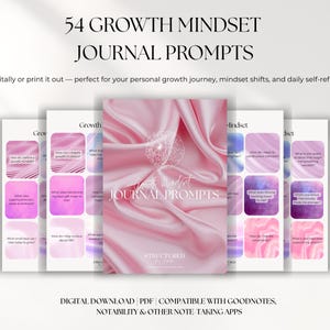 Growth Mindset Journal Prompts for Self Reflection and Personal development | Digital PDF Download