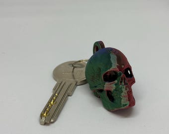 3D Printed Skull Keychain: Colorful Stress Relief Toy