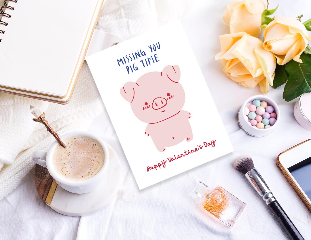 Funny Pig Valentine's Day Card | Printable DIY Greeting (10x7in ...