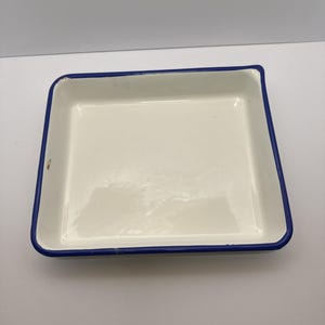 Vintage Cesco Enamel Photographic Darkroom Tray 10x12 Inch White Blue film Developing Tray