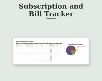 Rastreador de renovación de suscripciones para Google Sheets, organizador de pagos recurrentes, registro de facturas mensuales y hoja de cálculo de prueba gratuita para Excel.