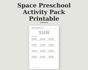 Hojas de trabajo imprimibles sobre el espacio para preescolares, paquete de actividades sobre el espacio exterior y cuaderno de trabajo imprimible para trazar cohetes para niños de jardín de infantes.