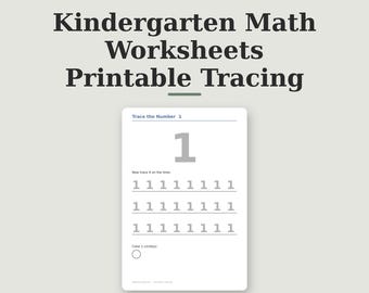Hojas de trabajo de matemáticas para jardín de infantes: paquete imprimible de trazo y suma para preescolar y educación en el hogar. Actividad de práctica de números en PDF.