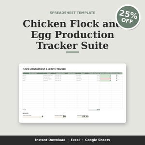Chicken Flock Tracker Spreadsheet and Egg Production Log for Backyard Chicken Keepers